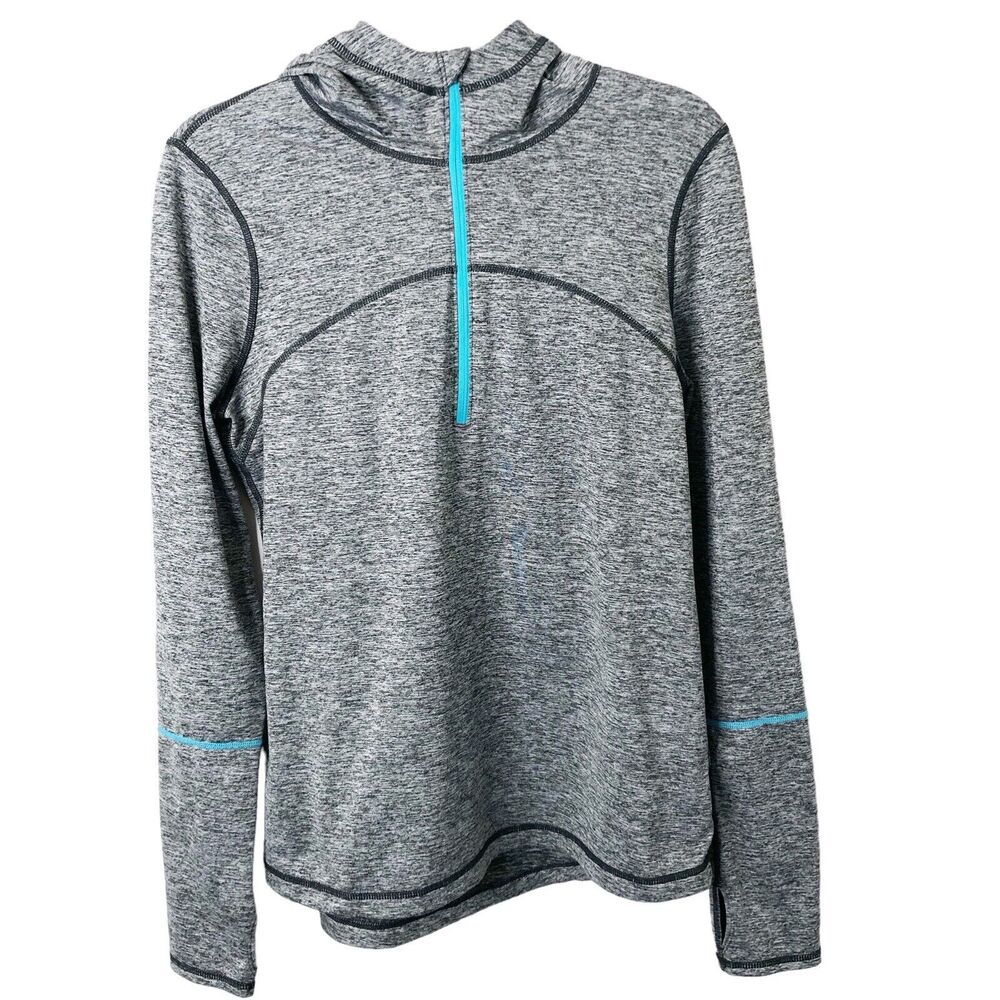 Z By Zella Women's Gray 1/4 Zip Pullover Hoodie w/Thumbholes Size Large